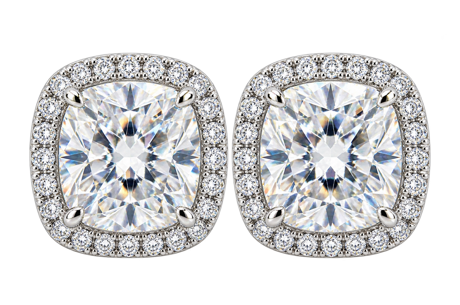 Cushion Halo Diamond Stud Earrings Cushion Halo Diamond Stud Earrings