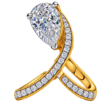 Pear Diamond Gold Twist Ring