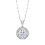 Single Solitaire Round Shape Grown with Round Diamond Cluster Pendant