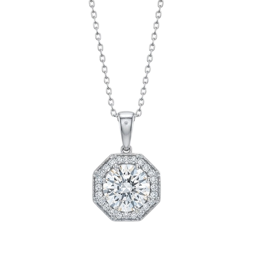 Single Solitaire Round Shape Grown with Round Diamond Cluster Pendant