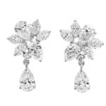 5ct Pear Shape Grown Dia + Marquise & Round Shape Grown Dia Fancy Earrings
