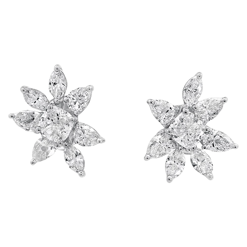 2.78ct Centre Cushion Shape Grown Diamond & Pear & Marquise Shape Grown Diamond Cluster Earrings 2.78ct Centre Cushion Shape Grown Diamond & Pear & Marquise Shape Grown Diamond Cluster Earrings