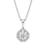 Octagonal Diamond Halo Pendant Necklace